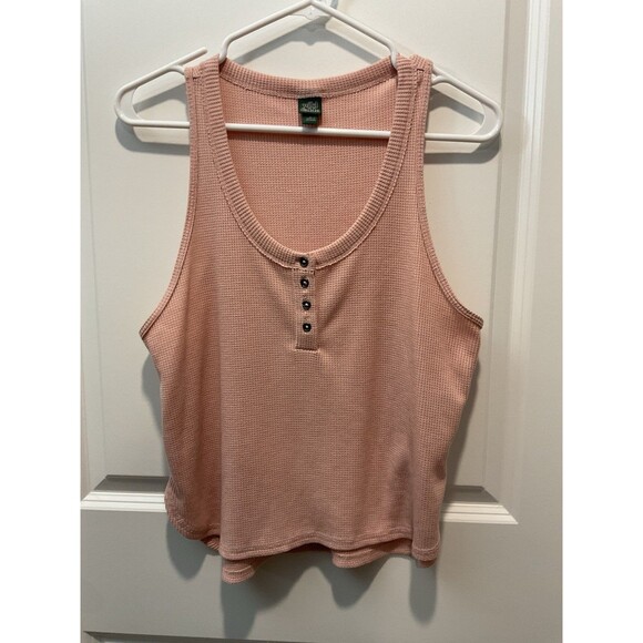 Women’s Peach Henry Thermal Crop Top Large Wild Fable Thermal Sleeveless - Picture 1 of 10